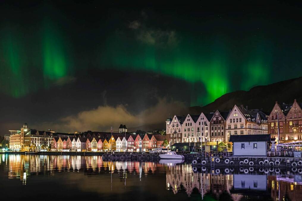 Northern Lights light up already scenic Bergen. Photo: Ian Warden