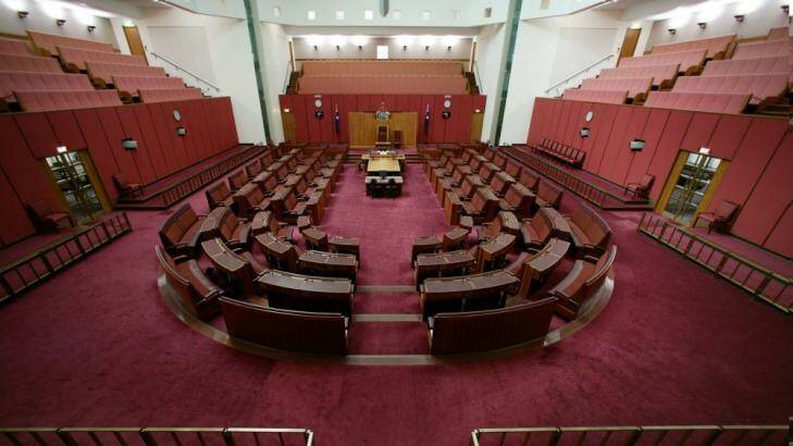 The Senate chamber in Parliament House, Canberra. Photo: Andrew Taylor