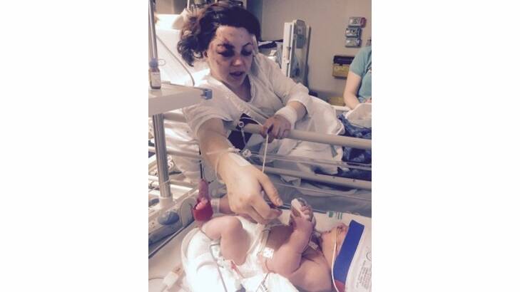 Felicity Jessop gave birth to her baby Tim after the crash.
 Photo: Supplied