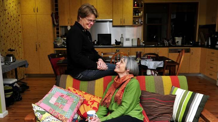 Darlene Cox and partner Liz Holcombe at their home in Downer. Photo: Melissa Adams