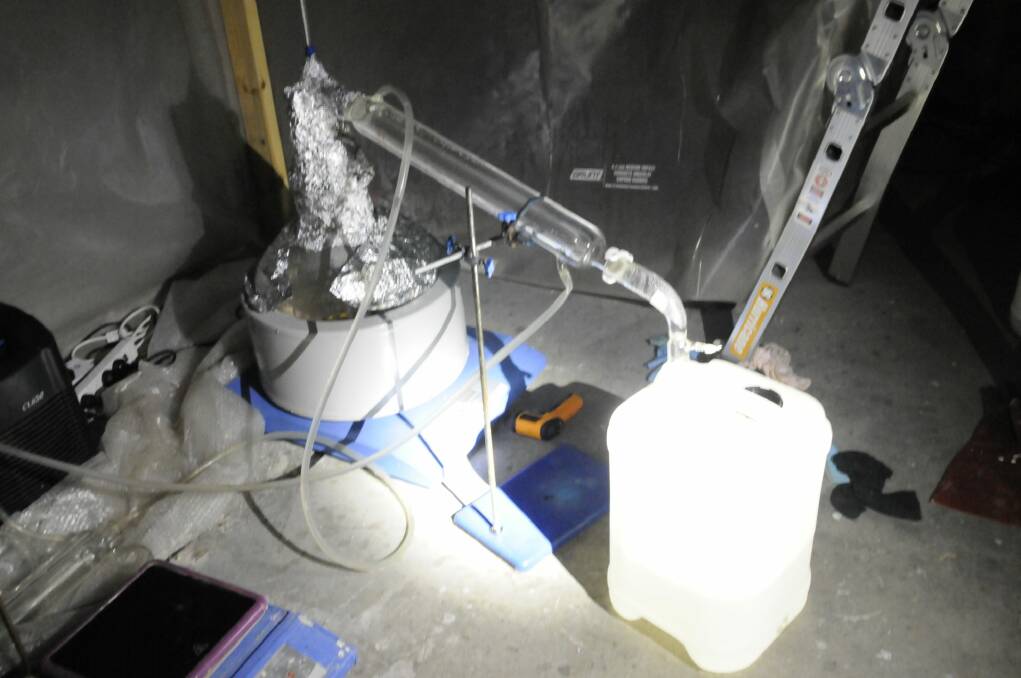 Laboratory equipment used to "cook" MDMA at Hume drug lab. Photo: Supplied