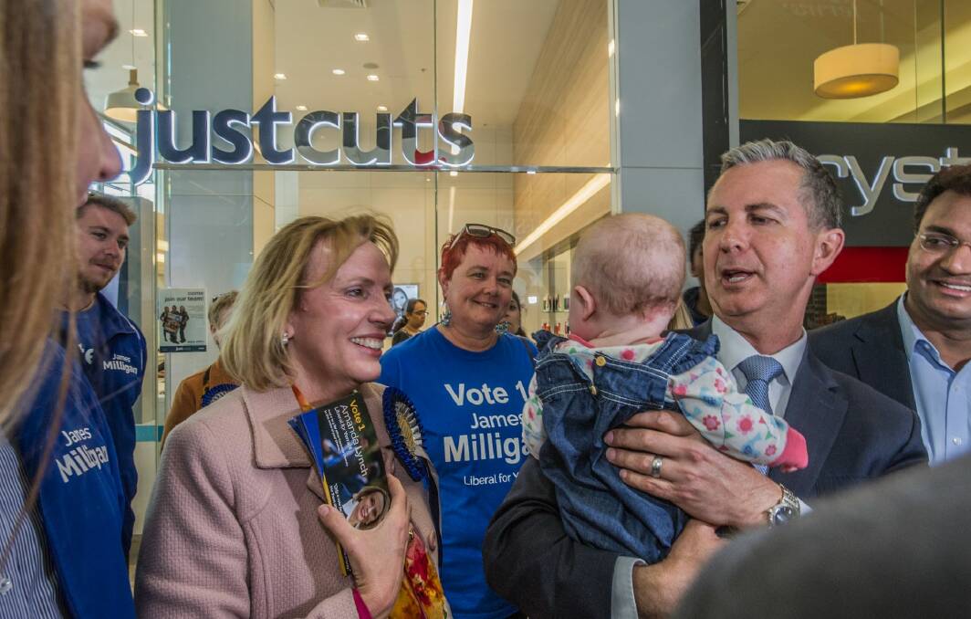 Liberal leader Jeremy Hanson, who headed to Gungahlin for his last day of campaigning before an election drubbing in the area. Photo: Karleen Minney