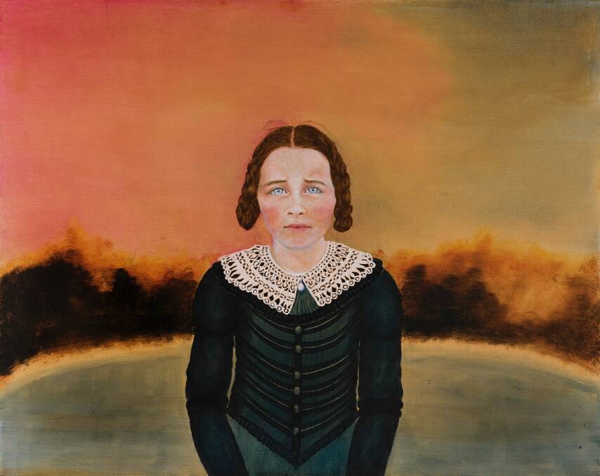 Megan Seres' Scarlett as Colonial Girl, winner of the $150,000 Doug Moran National Portrait Prize, on show at the Belconnen Arts Centre. Photo: Supplied