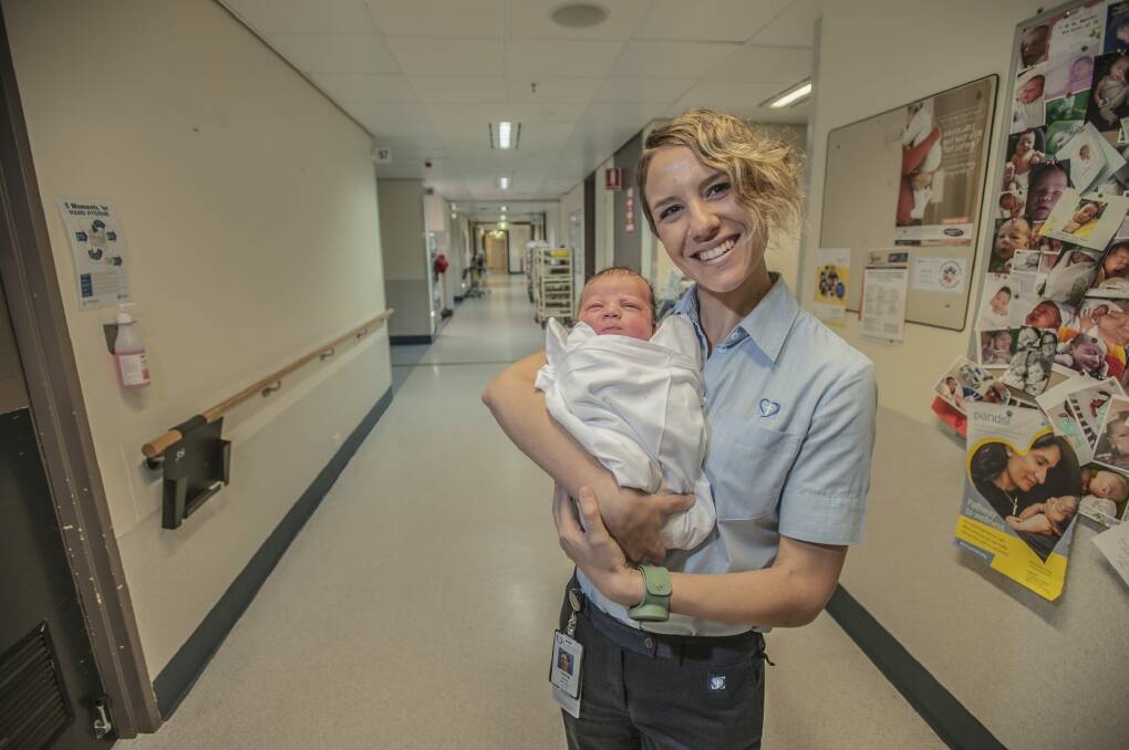 Calvary Hospital's Hana Sayers says it was "a huge shock'' to be named the ACT midwife of the year. Photo: Karleen Minney