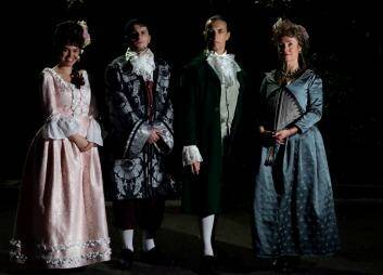 Cast members Cassandra Griffin, James Chapman, Lance Hawkins and Tracey Gordon in period costume. Photo: Simone De Peak