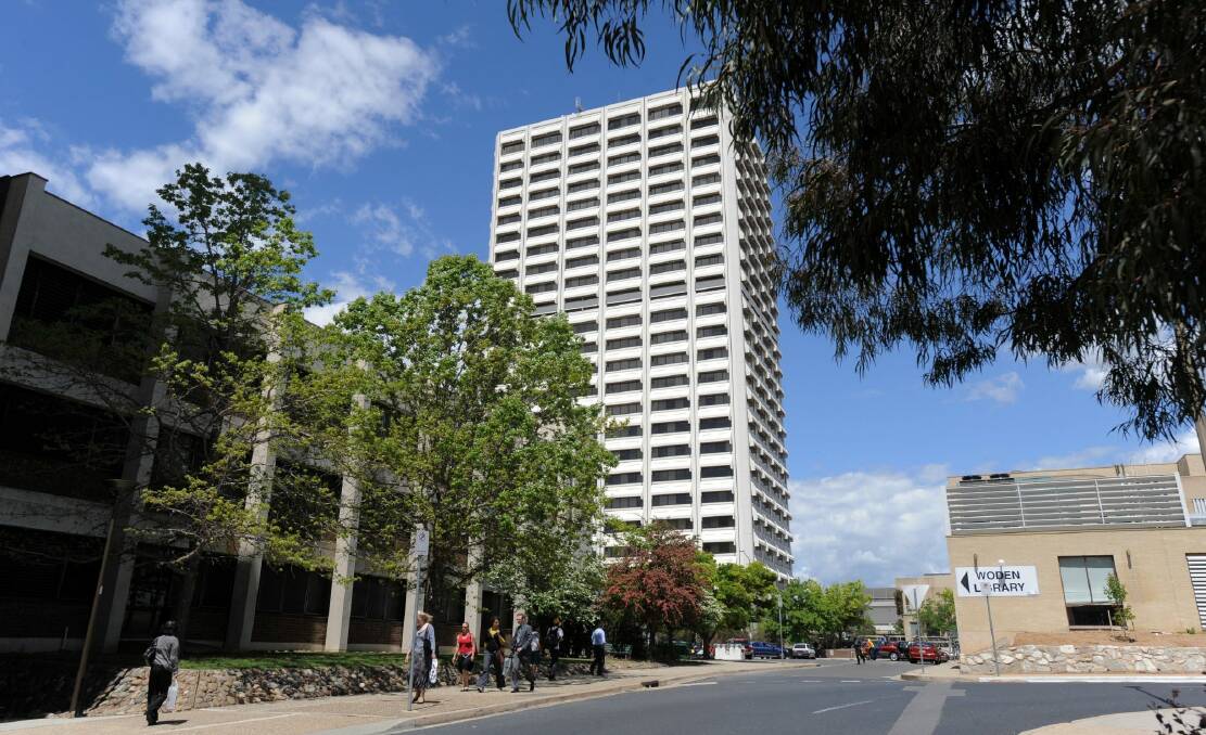 Lovett Tower in Woden is mostly empty.  Photo: Graham Tidy
