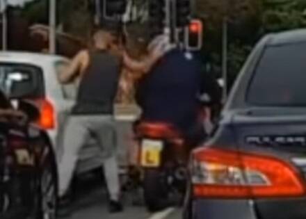 Dashcam footage of an apparent assault in Lyneham. Photo: Supplied