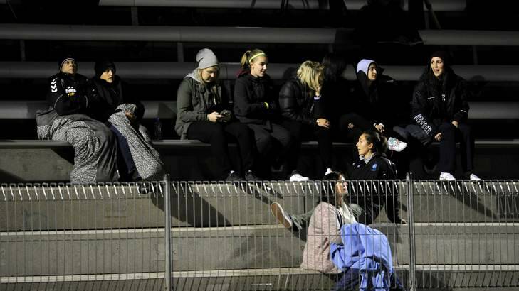 Devoted fans at the Australia v New Zealand international on Thursday. The game wasn't promoted to the public. Photo: Melissa Adams