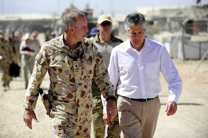 Major-General John Cantwell with his minister, Stephen Smith, in Afghanistan in 2010.