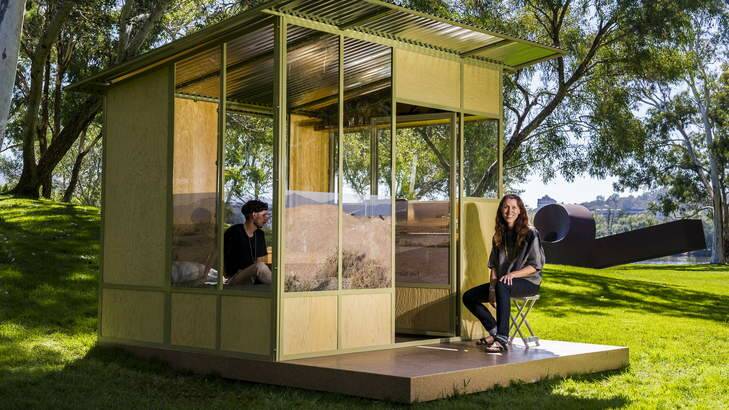 Andrea Zittel's A-Z homestead unit, in the sculpture garden at the National Museum of Australia. Photo: Rohan Thomson