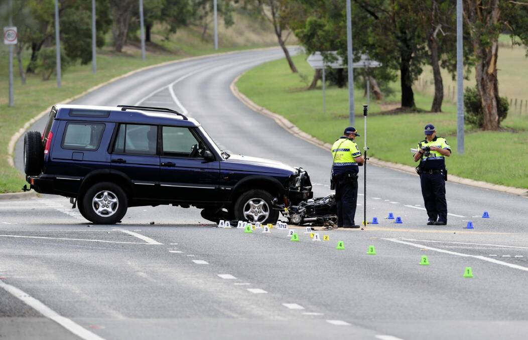 ACT police officers at the scene of the accident in Theodore. Photo: Melissa Adams 