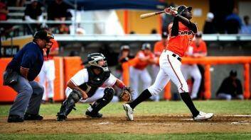 Didi Gregorius in action for the Canberra Cavalry in 2010. Photo: Karleen Minney
