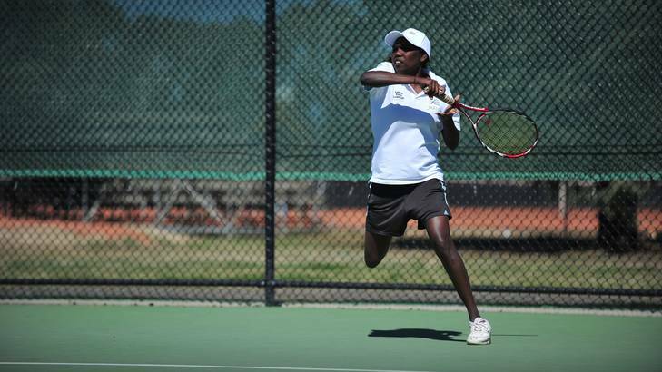 Rising indigenous tennis star  Tarlina Tipangwuti practices at Lyneham. Photo: Karleen Minney
