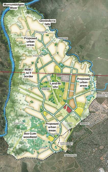 Artist's map impression of the West Belconnen masterplan. Photo: Supplied