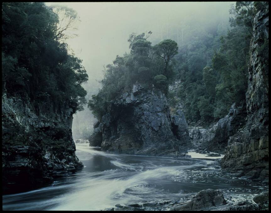Peter Dombrovskis, Morning Mist Rock Island Bend in Dombrovskis: Journeys into the wild at the National Library of Australia. Photo: Peter Dombrovskis