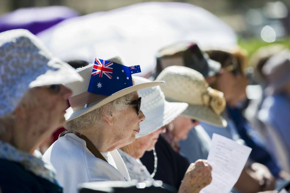 The sun shone for the annual Aged Care Anzac wreath-laying ceremony.
Photo: Rohan Thomson
The Canberra Times Photo: Rohan Thomson