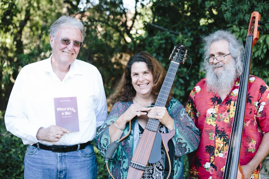From left, poet John Passant, musicians Milena Cifali and Jim Horvath.  Photo: Supplied