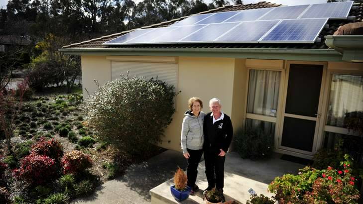 Kathi and Peter Schlesinger are happy they made the move to solar. ''We feel like we've done our bit for the planet,'' she says. Photo: Jay Cronan