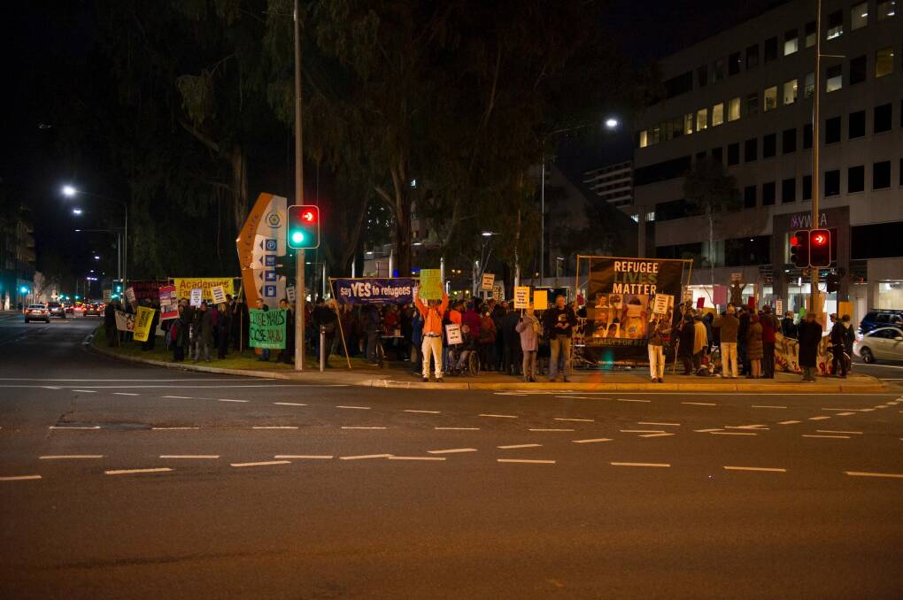 Hundreds turned out to the protest. Photo: Jay Cronan