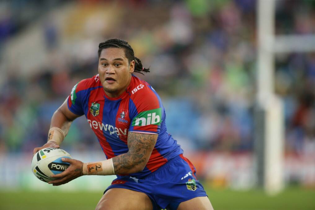 Former Newcastle Knights centre Joey Leilua has appeared in a video on social media Photo: Max Mason-Hubers