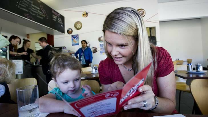 Fyshwick childhood centre's Hayley Collier and preschool teacher Katie Brook go to Buzz Cafe. Photo: Elesa Kurtz