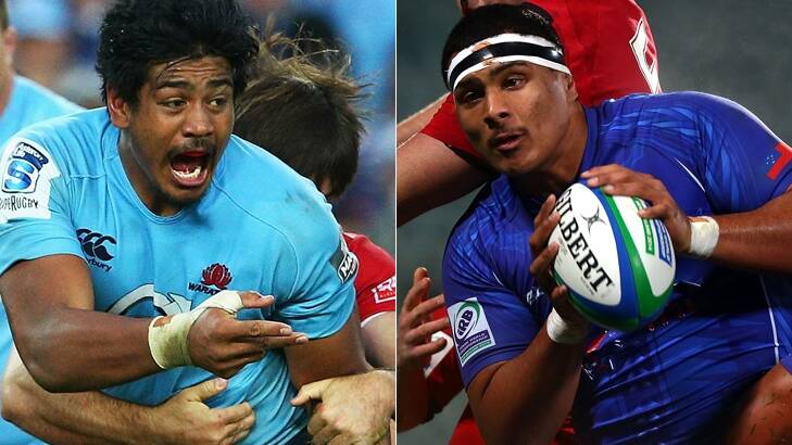 Sibling combo?: Will Skelton in action for the Waratahs (left) and his younger brother Cameron (right) playing for Samoa. Photo: Getty Images