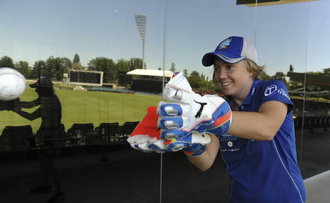 ACT Meteors wicketkeeper Rebecca Maher played a key role in her side's two-wicket win against Western Australia on Saturday. Photo: Graham Tidy