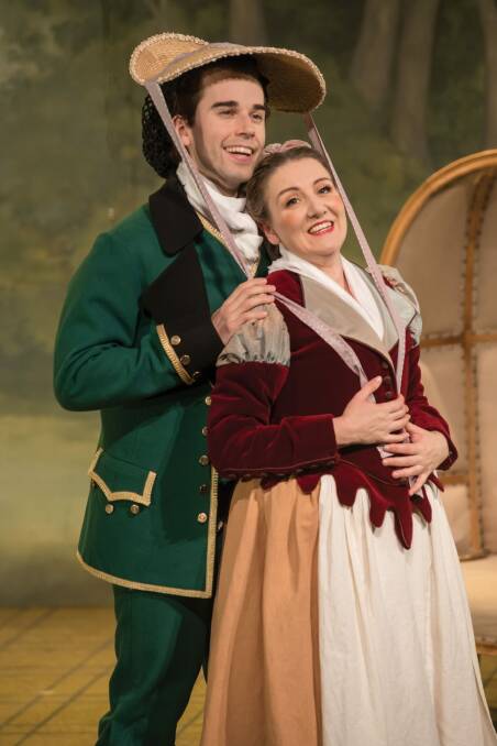 Jeremy Kleeman as Figaro and Celeste Lazarenko as Susanna in <i>The Marriage of Figaro</i>. Photo: Albert Comper