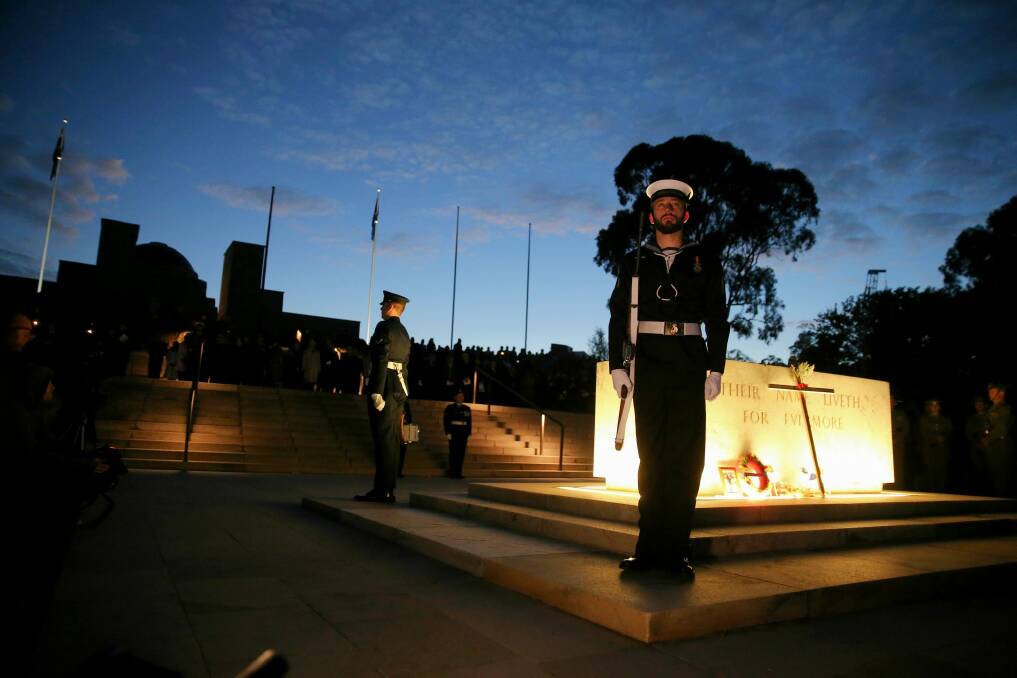 Anzac Day Dawn Service at the Australian War Memorial in Canberra. Photo: Alex Ellinghausen