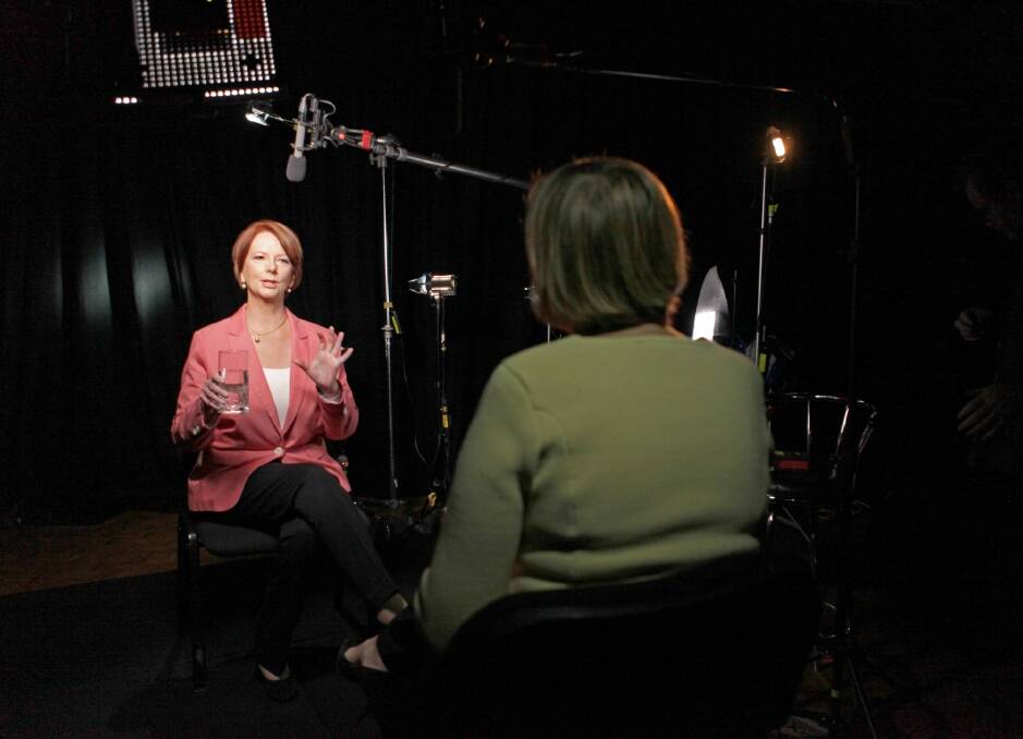 Julia Gillard is interviewed by Sarah Ferguson for <i>The Killing Season</i>. Photo: ABC TV