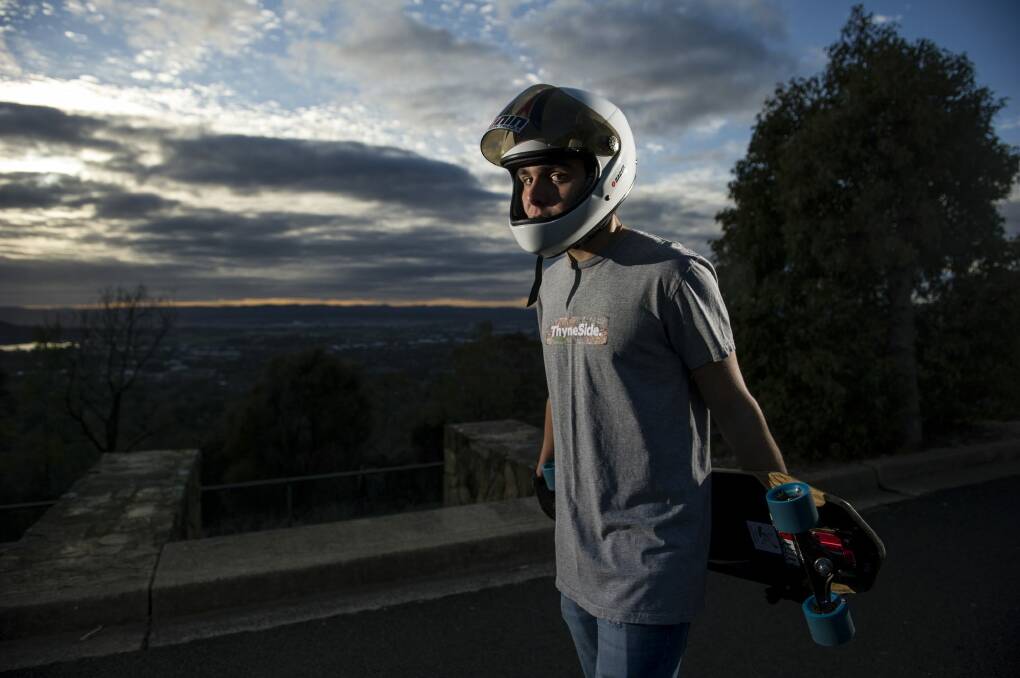 Connor Nonas is ranked 25th in the world in downhill skateboarding. Photo: Jay Cronan