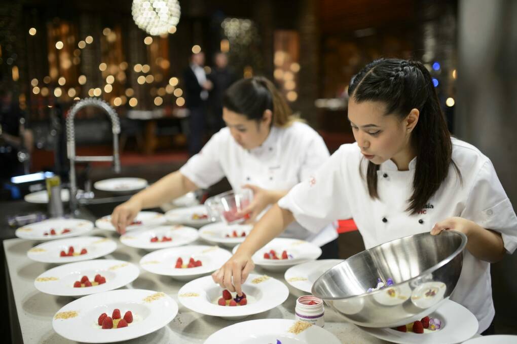 Gracia (background) and Tasia Seger on their way to victory in the 2016 season of <i>My Kitchen Rules</i>. Photo: Seven