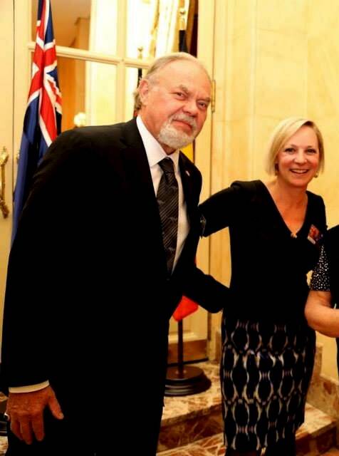 Vytas Bronius Kapociunas with his wife and former ambassador to Spain Jane Hardy. Photo: Facebook