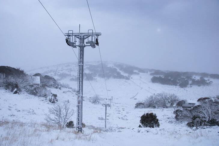 Great white hope ... looking down Telemark T-Bar after Anzac Day snowfall at Perisher.