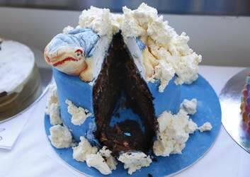 A Skywhale cake after judging during the Centenary Street Party at the M16 Artspace. Photo: Jeffrey Chan