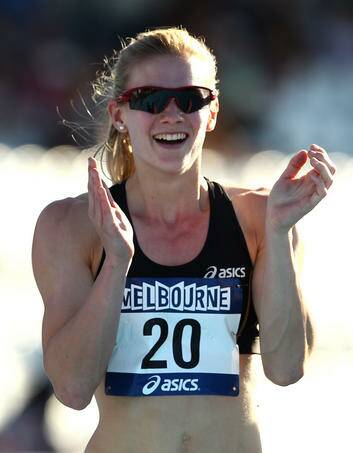 Melissa Breen of the ACTAS celebrates winning the Womens 200metres during the Australian Athletics Championships at Lakeside Stadium in Melbourne last month. Photo: Getty Images