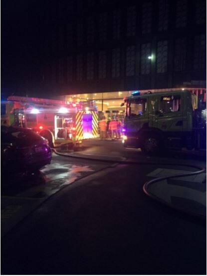 Fire crews extinguished a blaze inside the Vibe Hotel at Canberra Airport on Sunday night.  Photo: ACT ESA
