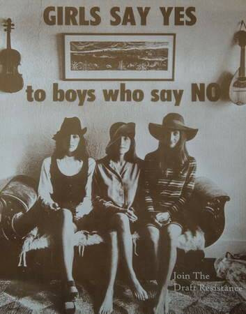 Joan Baez, left, appearing in an anti-draft poster from 1968.
