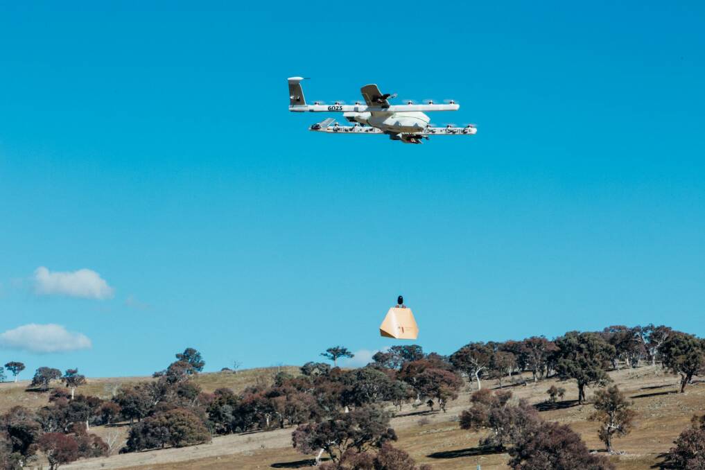 Project Wing drones being tested at Fernleigh Park. Photo: Supplied
