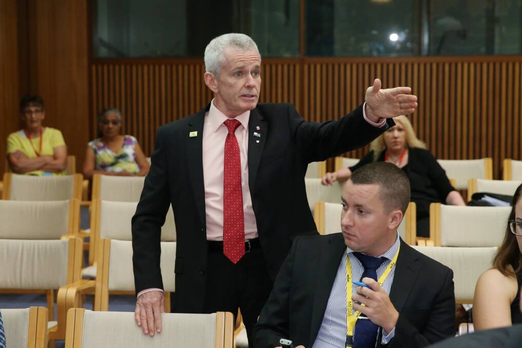 Senator Malcolm Roberts during a press conference at Parliament House Canberra on Tuesday.  Photo: Andrew Meares