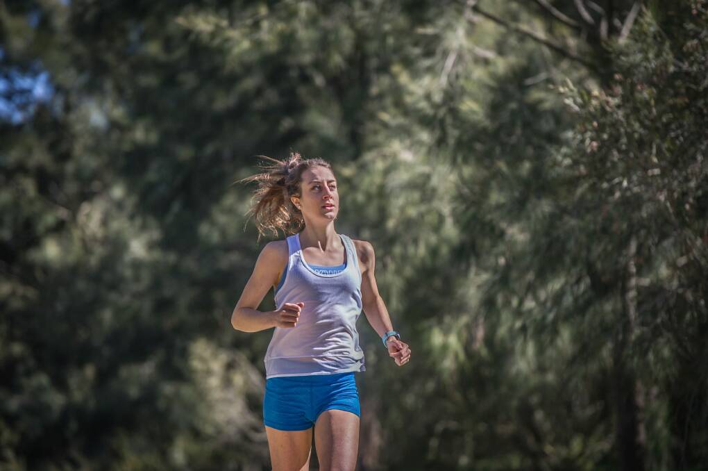21 year old Canberra girl Leanne Pompeani just won silver at National Cross Country now eyeing Commonwealth games ahead of CT fun run. Photo by Karleen Minney. Photo: karleen minney