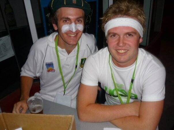 Dominic Lavers with Kurt Steel in their final year of uni in 2009. Photo: Supplied