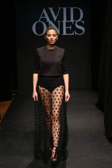 Jessica Gomes showcases designs by Camilla and Marc. Photo: Brendon Thorne
