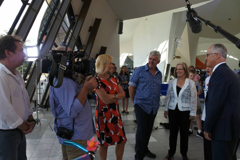 A 60 Minutes crew including presenter Liz Hayes was at the museum as part of a profile it is preparing on Mr Turnbull. Photo: Megan Doherty