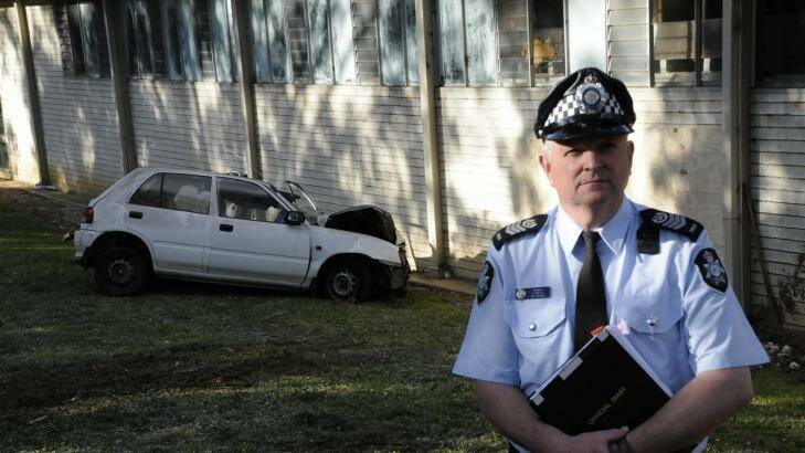 ACT Policing acting officer in charge of traffic operations Sergeant Ron Melis at the scene of the crash.