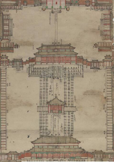 A detail of the Forbidden City plan "Plan of the Route from the Gate of the Great Qing to the Palace of Earthly Tranquillity", from the Guangxu period (1875-1908). Photo: National Library of China