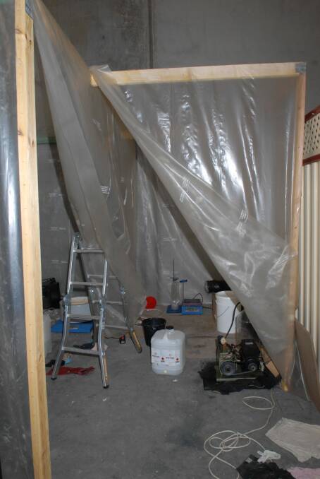 Inside the clandestine Hume drug lab. Photo: Supplied