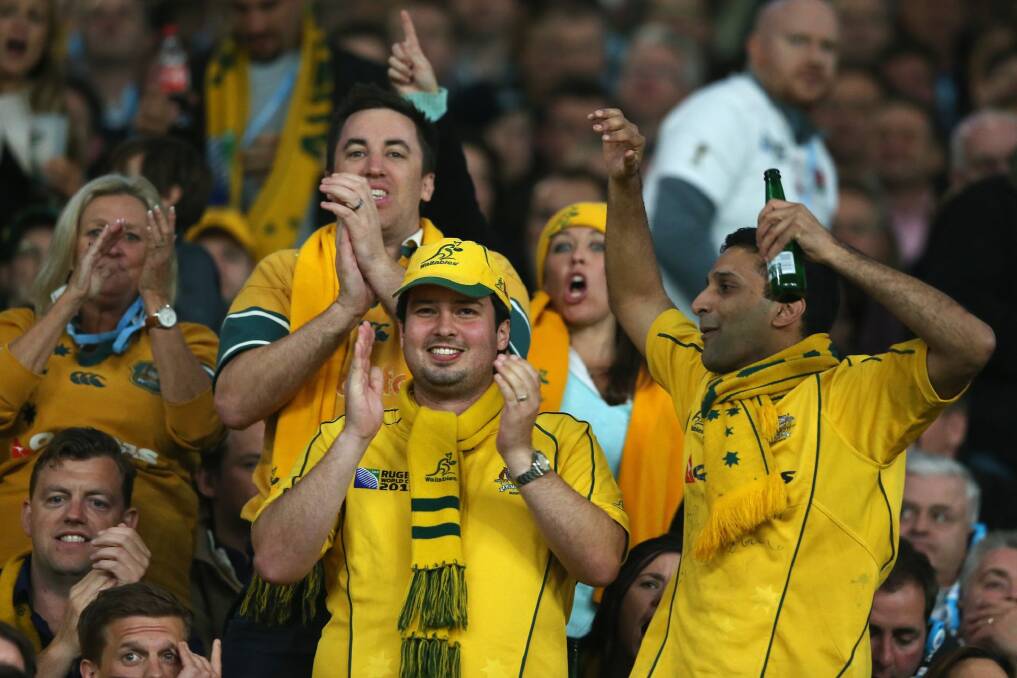 Here's cheers: The Wallabies have been delighted with the support of Australian fans at the World Cup. Photo: Getty Images