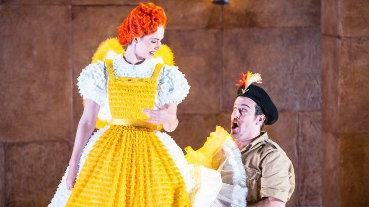 Perfectly cast: Anna Dowsley as Papagena and Christopher Hillier as Papageno in The Magic Flute. Photo: Albert Comper