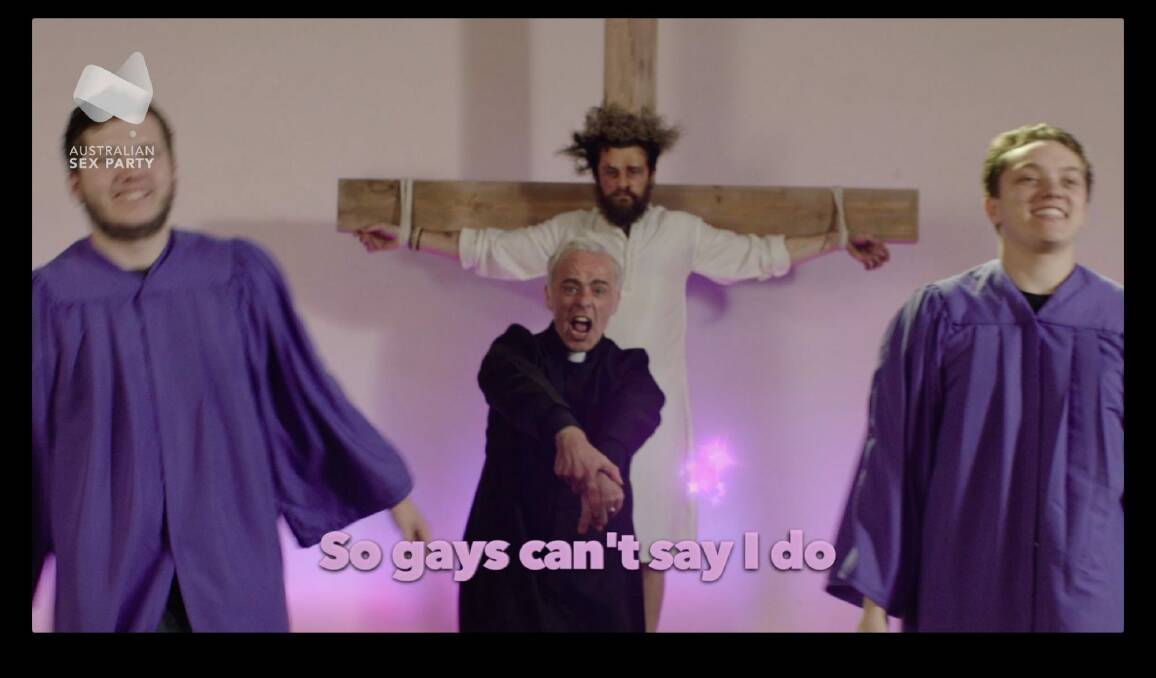 The Sex Party gets blasphemous with its song and dance election ad, <i>The Vatican Can</I>. Photo: Sex Party